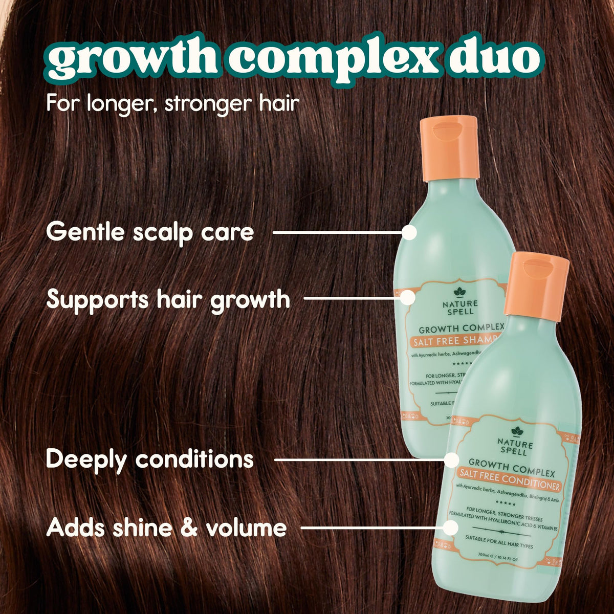 Nature Spell shampoo pump closeup with easy dispensing for convenience