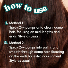 Nature Spell spraying on damp hair to detangle and smooth strands