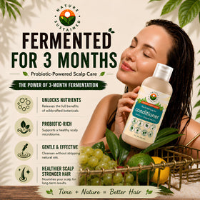Nature Sustained conditioner being dispensed in hand for controlled application