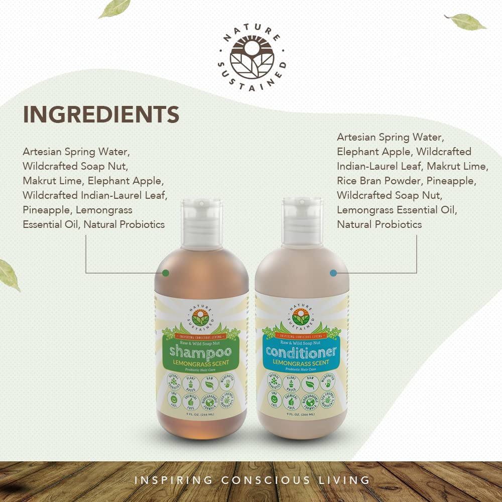Nature Sustained shampoo and conditioner duo staged in bathroom for calm routine