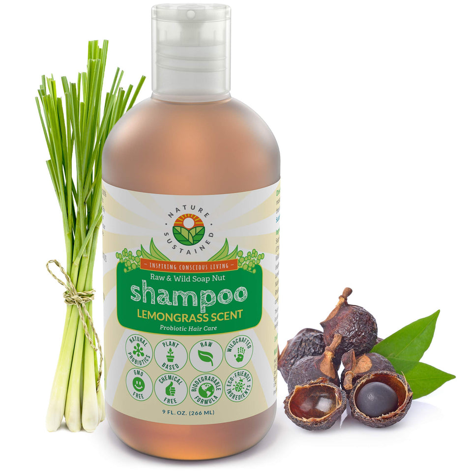 Nature Sustained front label showing lemongrass and probiotic benefits