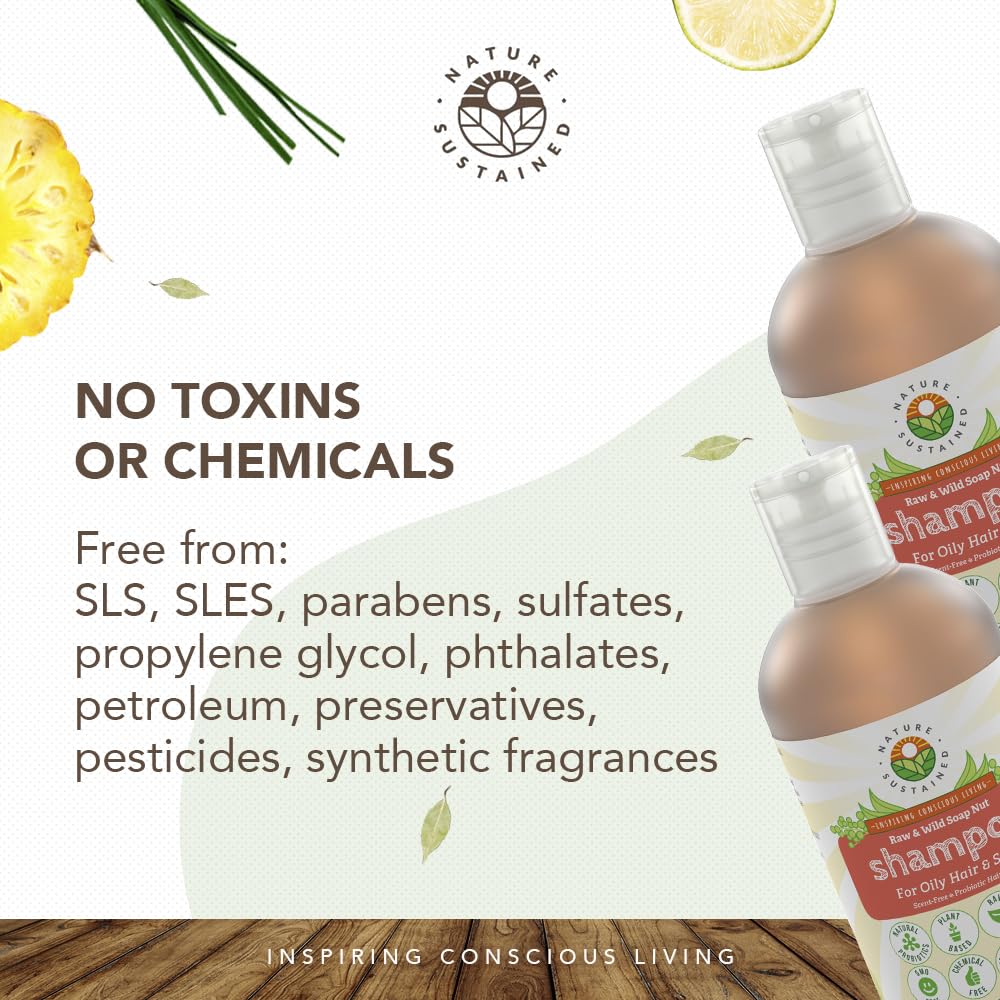 Nature Sustained shampoo on bathroom shelf in natural setting for eco-friendly routine