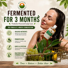 Nature Sustained shampoo poured into hand showing lightweight consistency