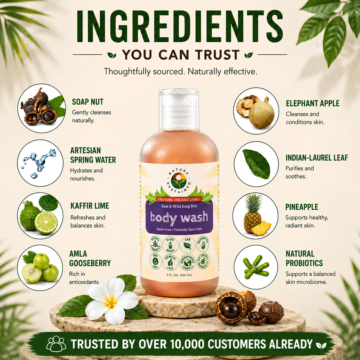 Nature Sustained soapberry foam texture showing gentle lather benefit