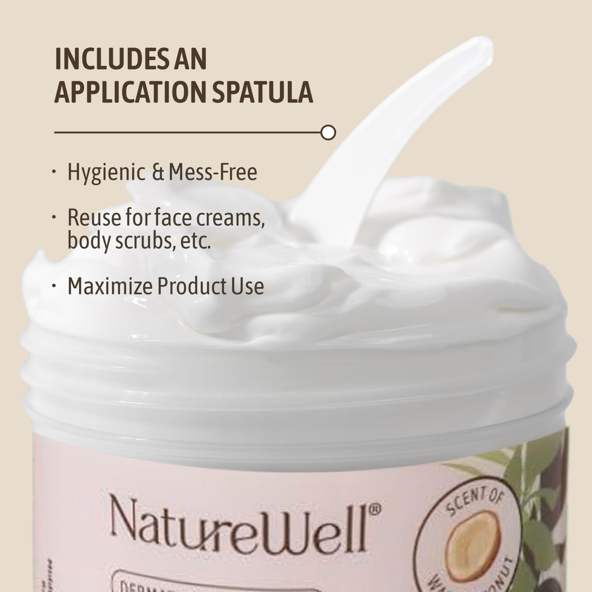 NATURE WELL coconut and cream still life illustrating natural moisturizing ingredients