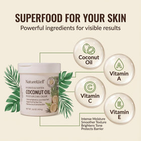NATURE WELL open jar texture showing creamy coconut formula for fast absorption