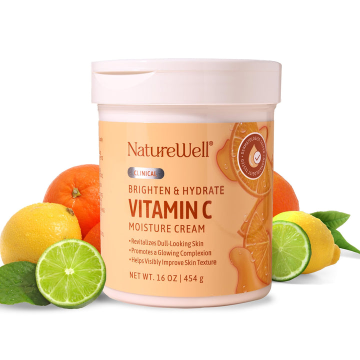NATURE WELL jar front view showing packaging and brightening moisturizer benefit