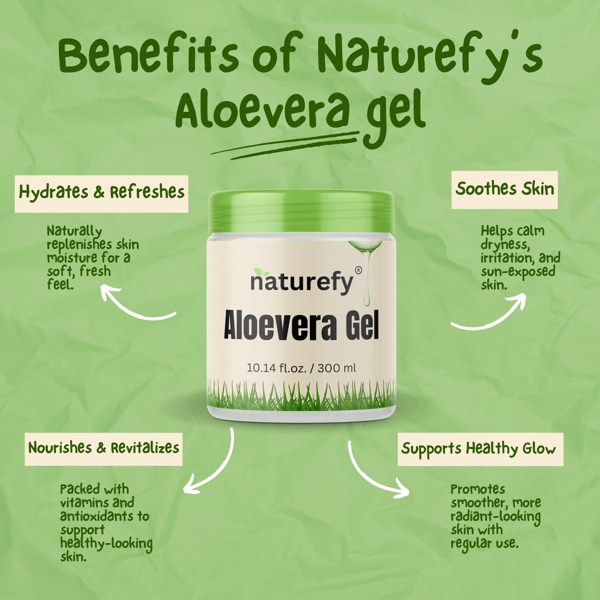 Naturefy gel squeezed on hand demonstrating quick absorption and cooling