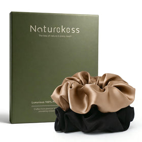 NatureKess front packaging showing silk scrunchie and premium box for gifting
