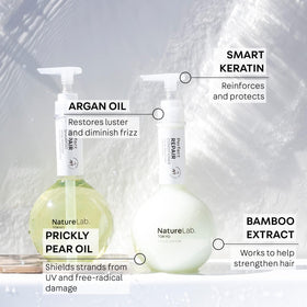 NatureLab.TOKYO bottle in hand illustrating 11.5oz size and portability