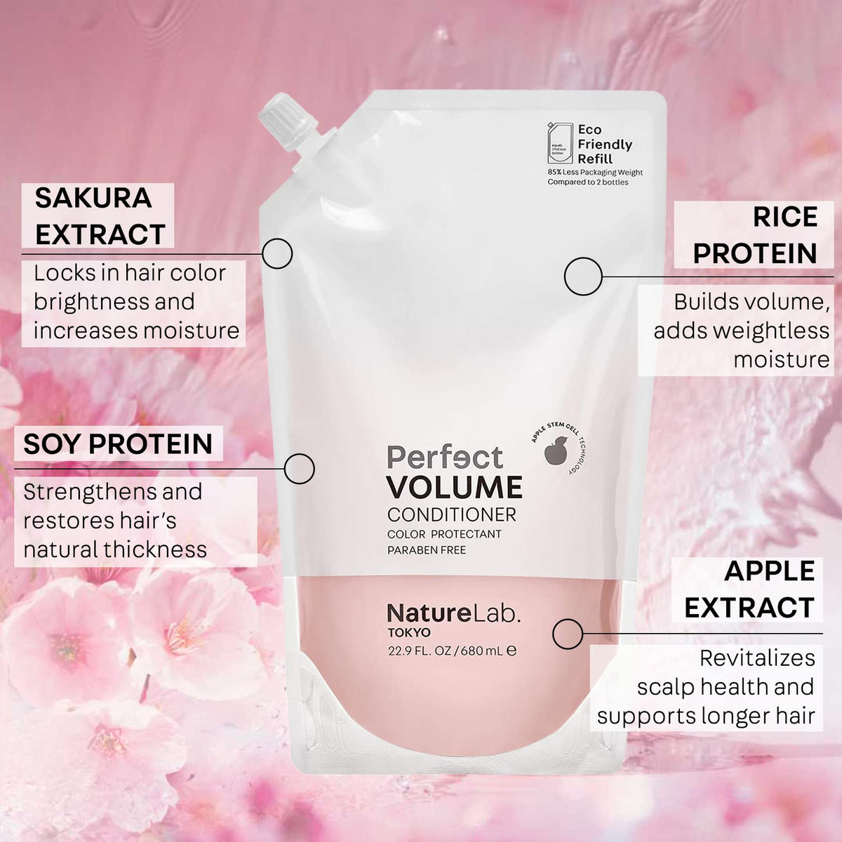 NatureLab.TOKYO back label close-up highlighting ingredients and clarity benefit