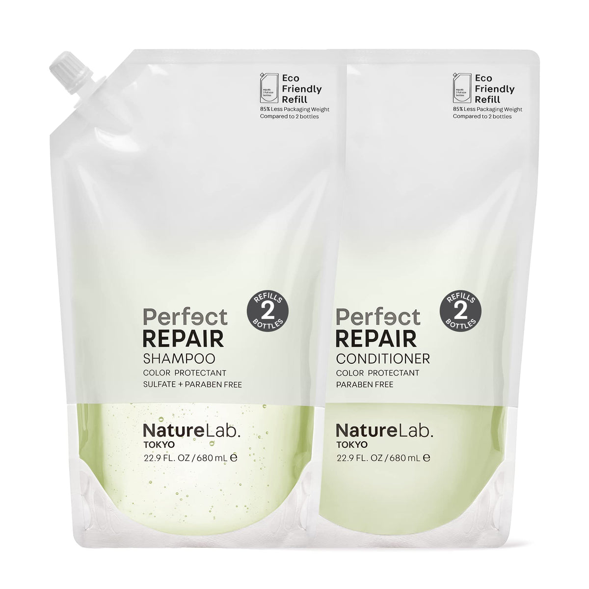 NatureLab.TOKYO duo front packaging showing refill pouches and benefits