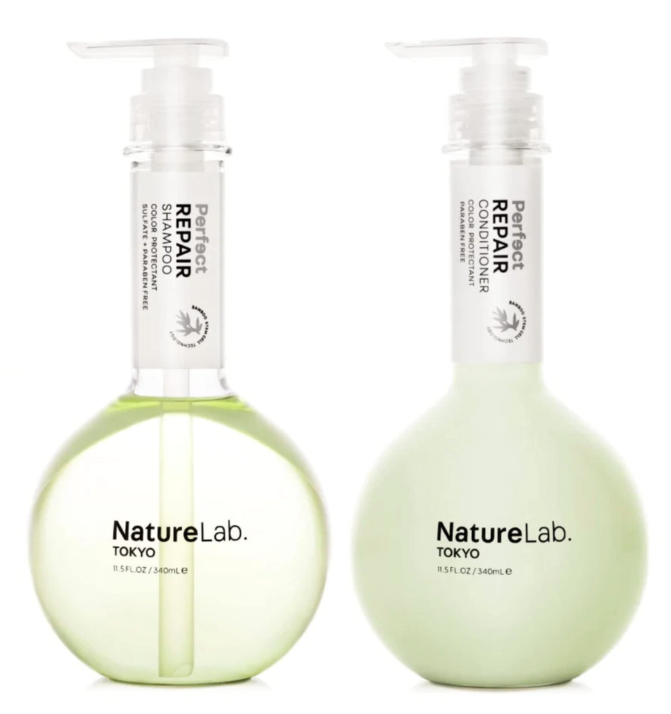 NatureLab.TOKYO duo front packaging showing both bottles and product benefits