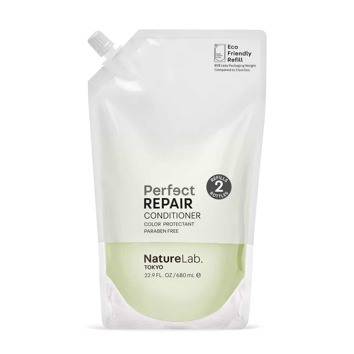 NatureLab.TOKYO front packaging showing refill pouch and label benefits