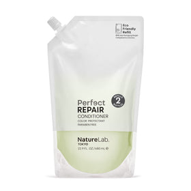 NatureLab.TOKYO front packaging showing refill pouch and label benefits