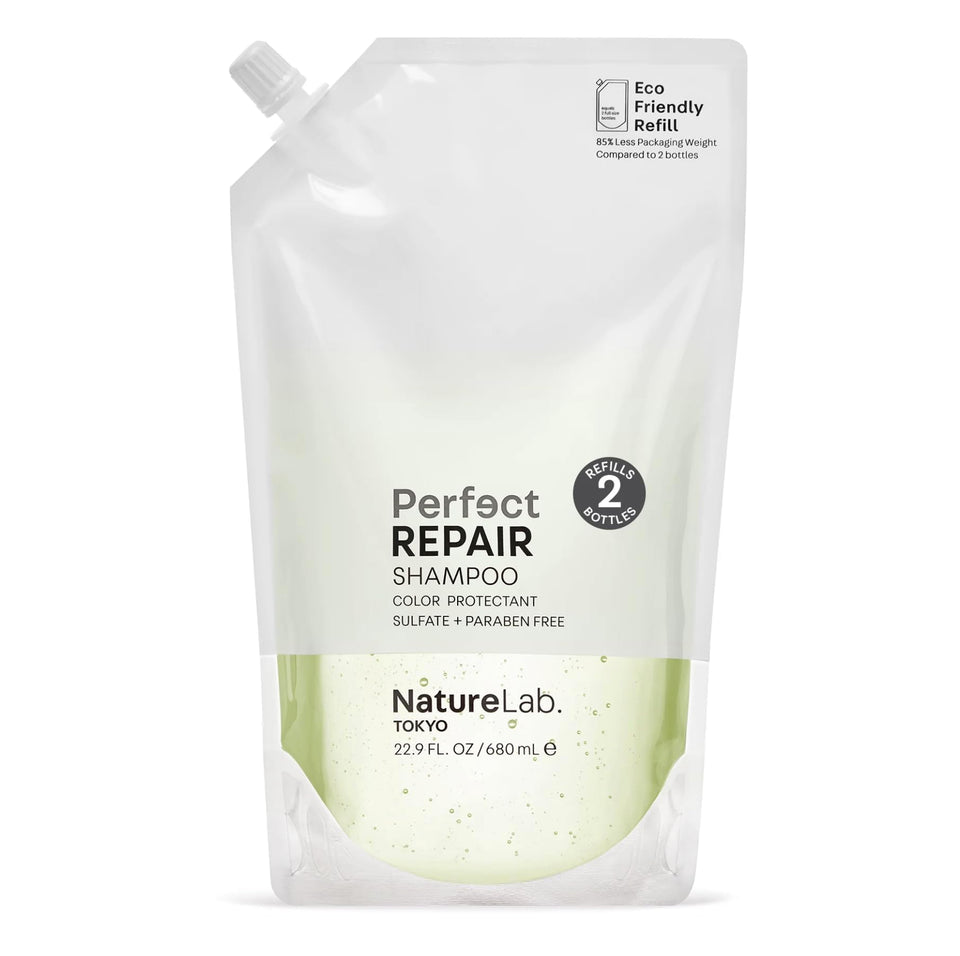 NatureLab.TOKYO refill pouch front view showing product and eco benefit