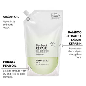 NatureLab.TOKYO refill pouch nozzle close-up for easy pouring