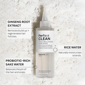 NATURELAB. TOKYO rinse in shower scene illustrating refreshing scalp benefit