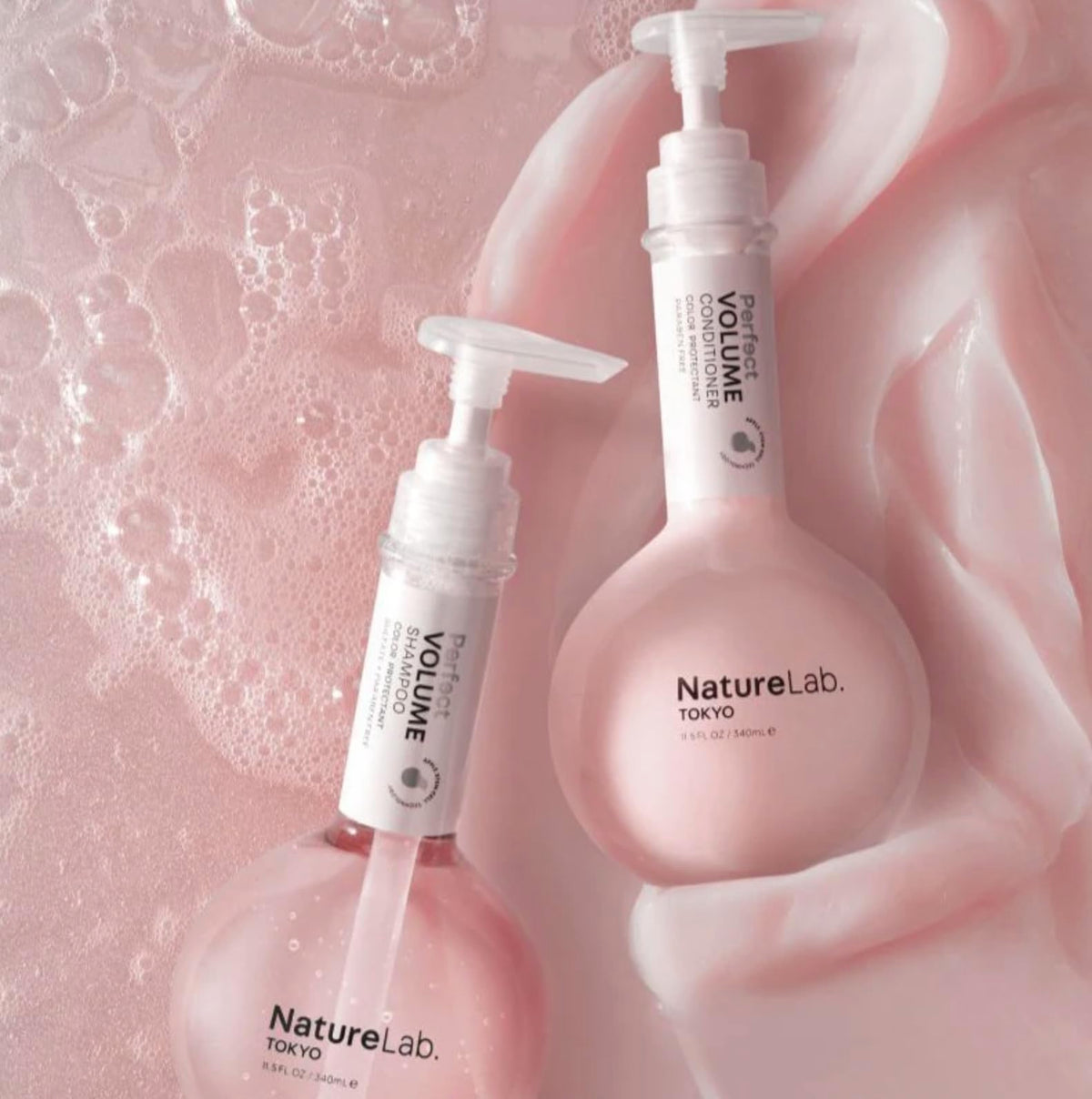 NatureLab.TOKYO shampoo foam texture demonstrating gentle cleansing and lift