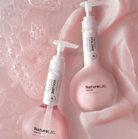 NatureLab.TOKYO shampoo foam texture demonstrating gentle cleansing and lift