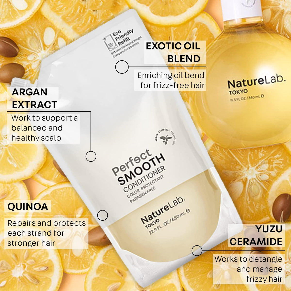 NatureLab.TOKYO shampoo pouring into hand with gentle lather benefit