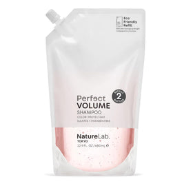 NatureLab.TOKYO refill pouch front view showing volume benefits