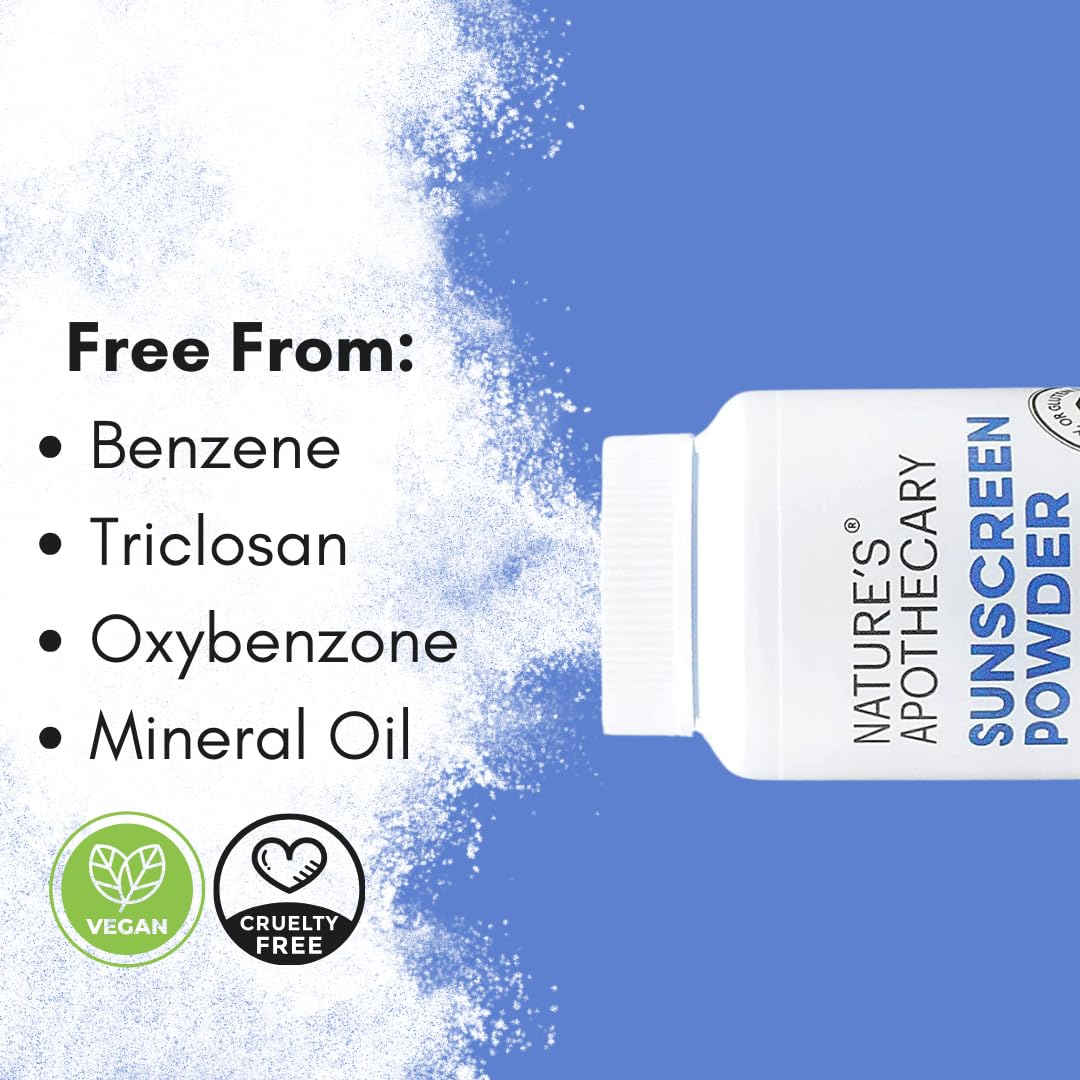 Nature's Apothecary close‑up zinc oxide texture highlighting physical UV block