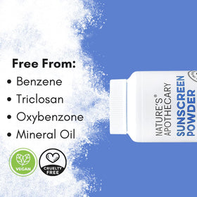 Nature's Apothecary close‑up zinc oxide texture highlighting physical UV block