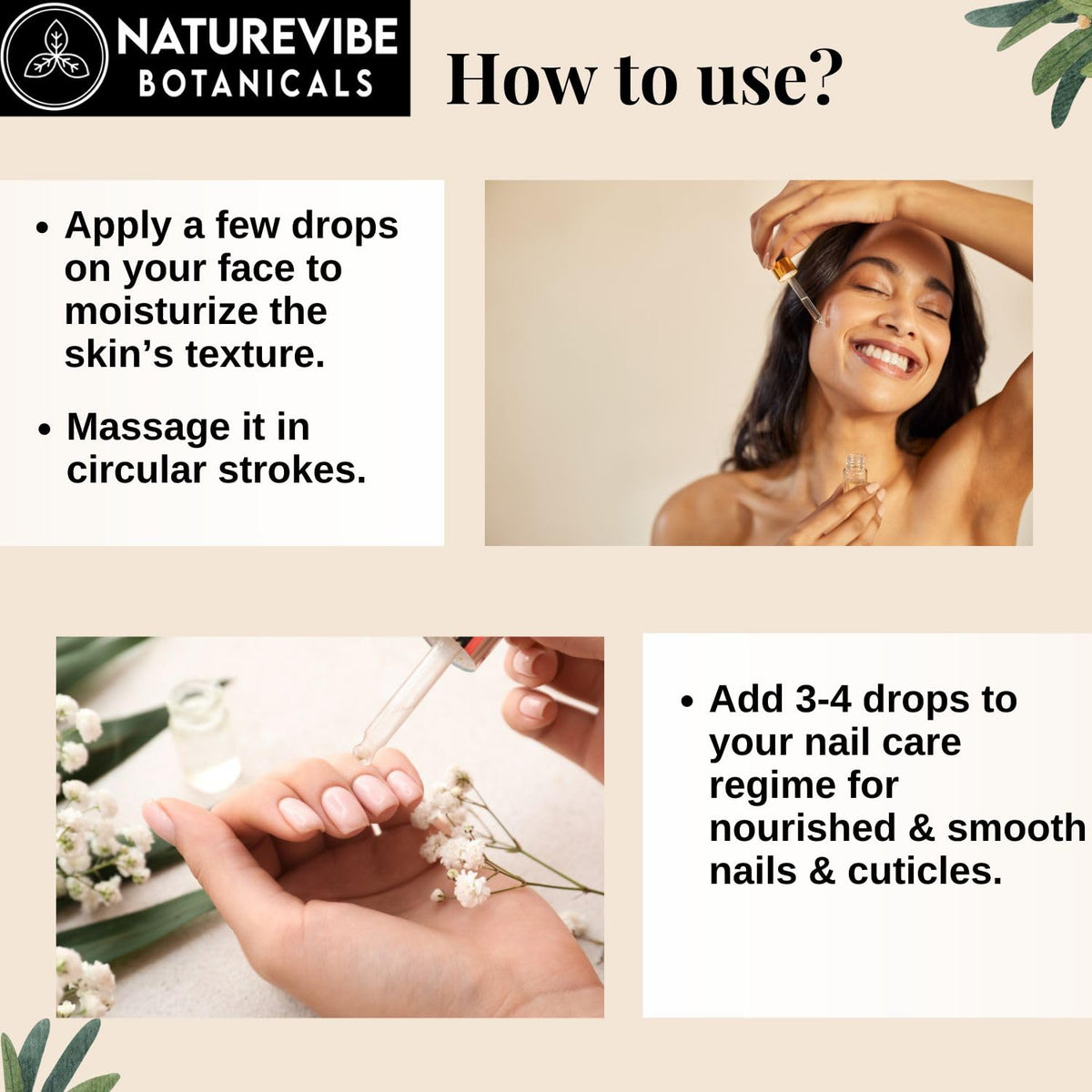 Naturevibe Botanicals label close-up highlighting ingredients and purity