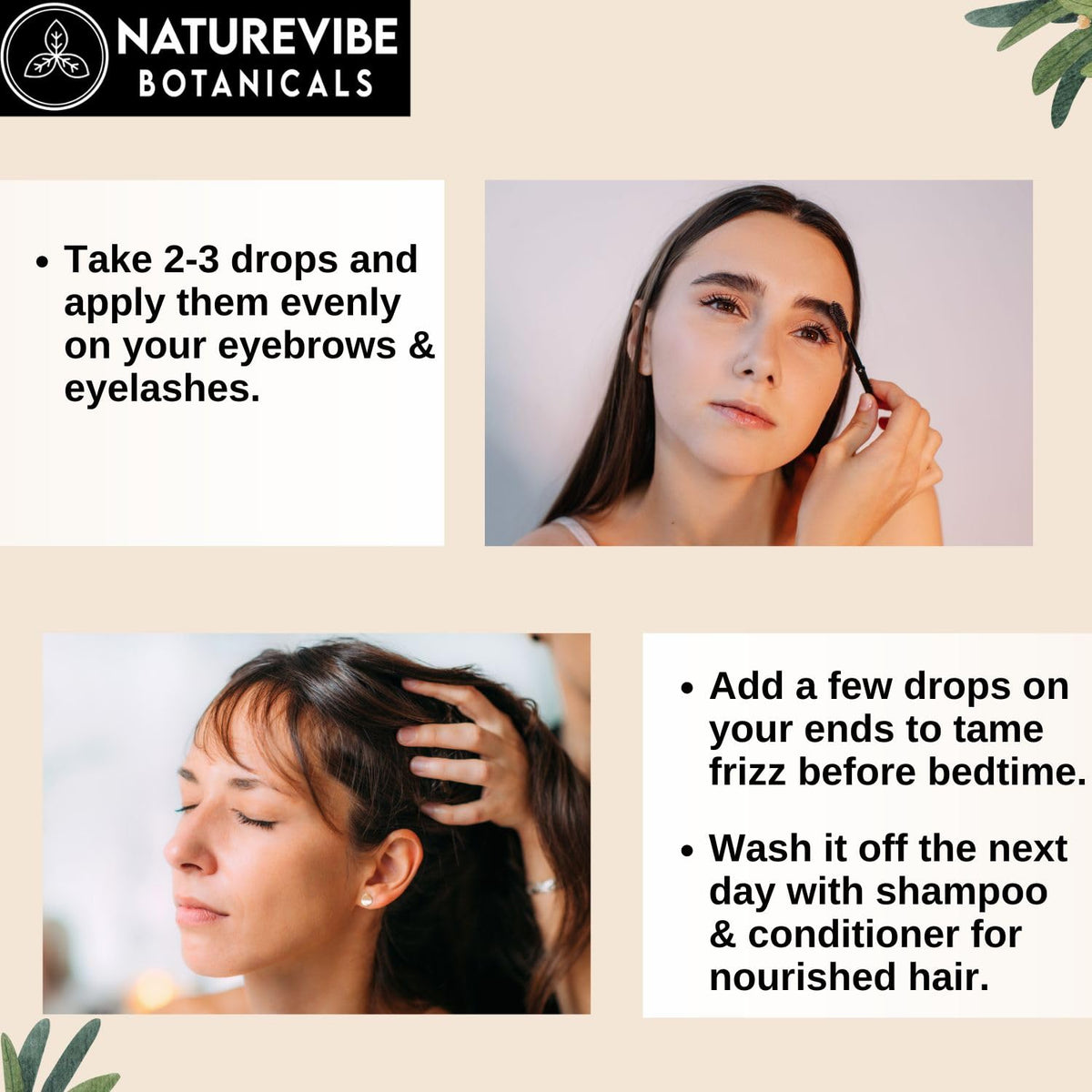 Naturevibe Botanicals pouring oil into palm demonstrating easy application