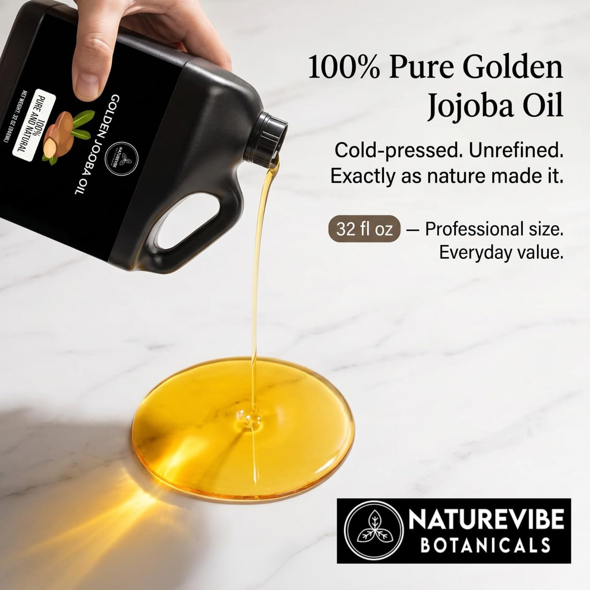 Naturevibe Botanicals dispensing jojoba oil with dropper for precise application