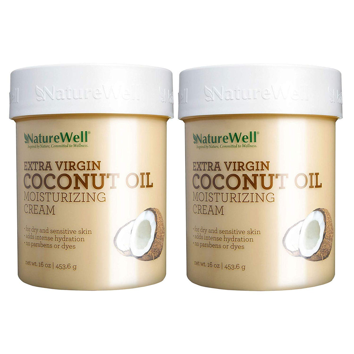 NatureWell jar front packaging showing coconut MCT cream and deep hydration benefit