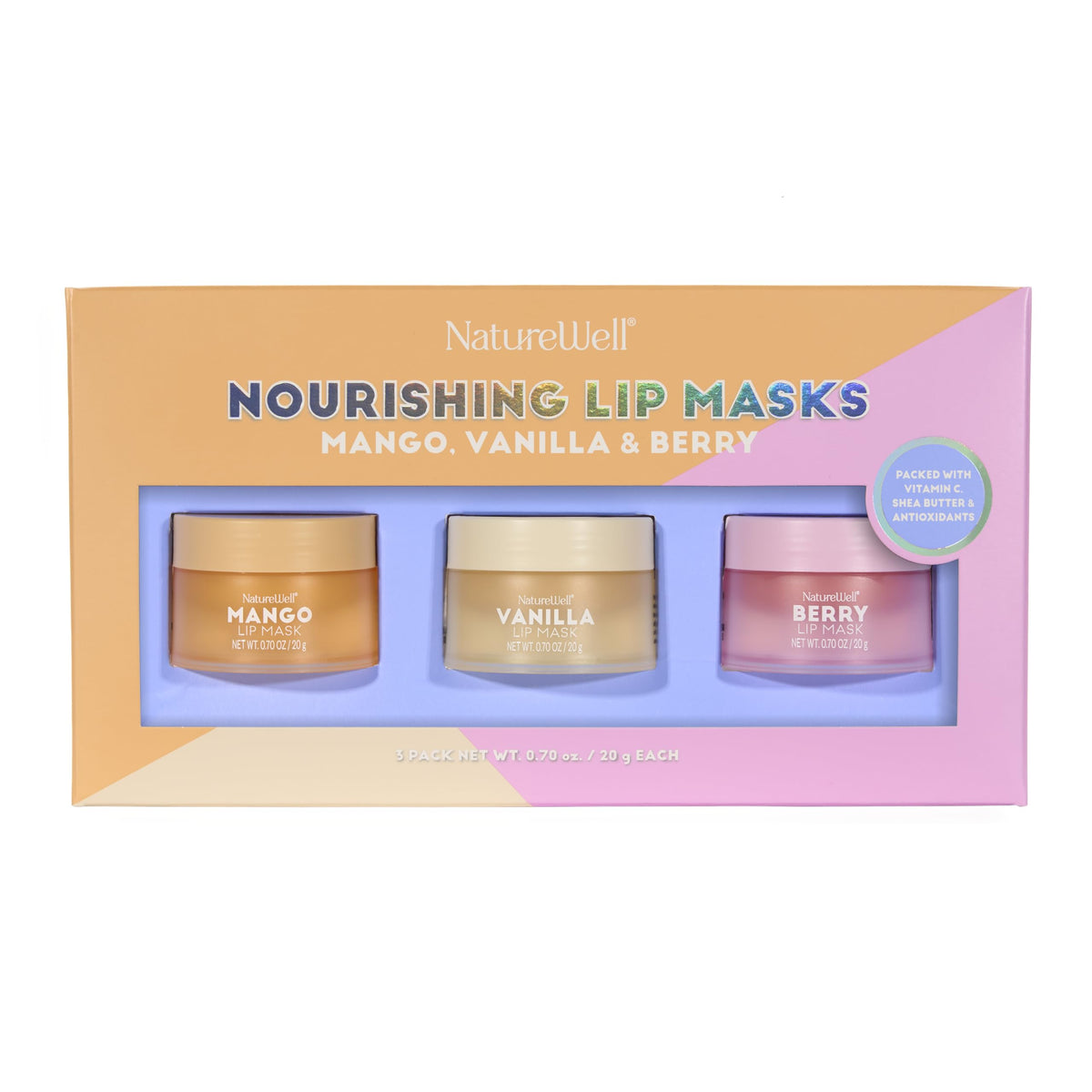 NatureWell lip mask being applied to lips demonstrating soft, glossy result