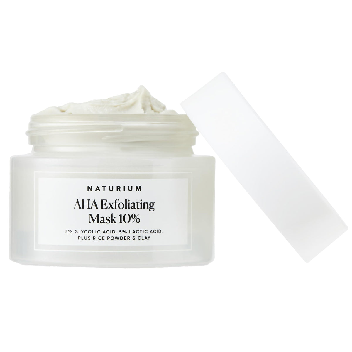 Naturium front packaging of AHA Exfoliating Mask highlighting benefits