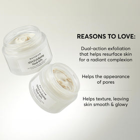 Naturium mask ingredients display glycolic and lactic acids for resurfacing