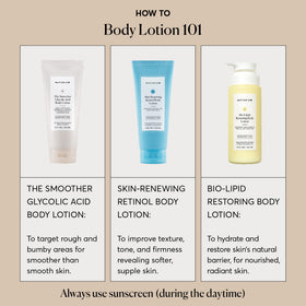 Naturium being applied to leg showing exfoliation routine and smoother skin benefit