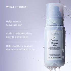 Naturium fine mist spray dispersing across skin to show ultra-fine application and quick absorption