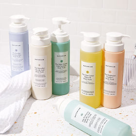 Naturium applied to face to show dual-use convenience and skin-friendly benefit