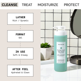 Naturium pump close-up with visible gel texture supporting gentle cleanse