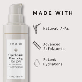 Naturium bottle on bathroom shelf lifestyle shot suggesting daily routine convenience