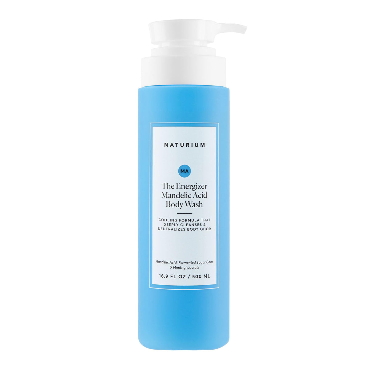 Naturium front bottle showing label and energizing body wash for clear identification
