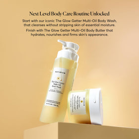 Naturium jar staged on bathroom shelf, conveying everyday routine suitability