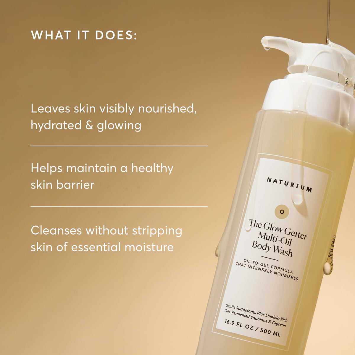 Naturium oil-to-lather texture converting to soft foam for hydration