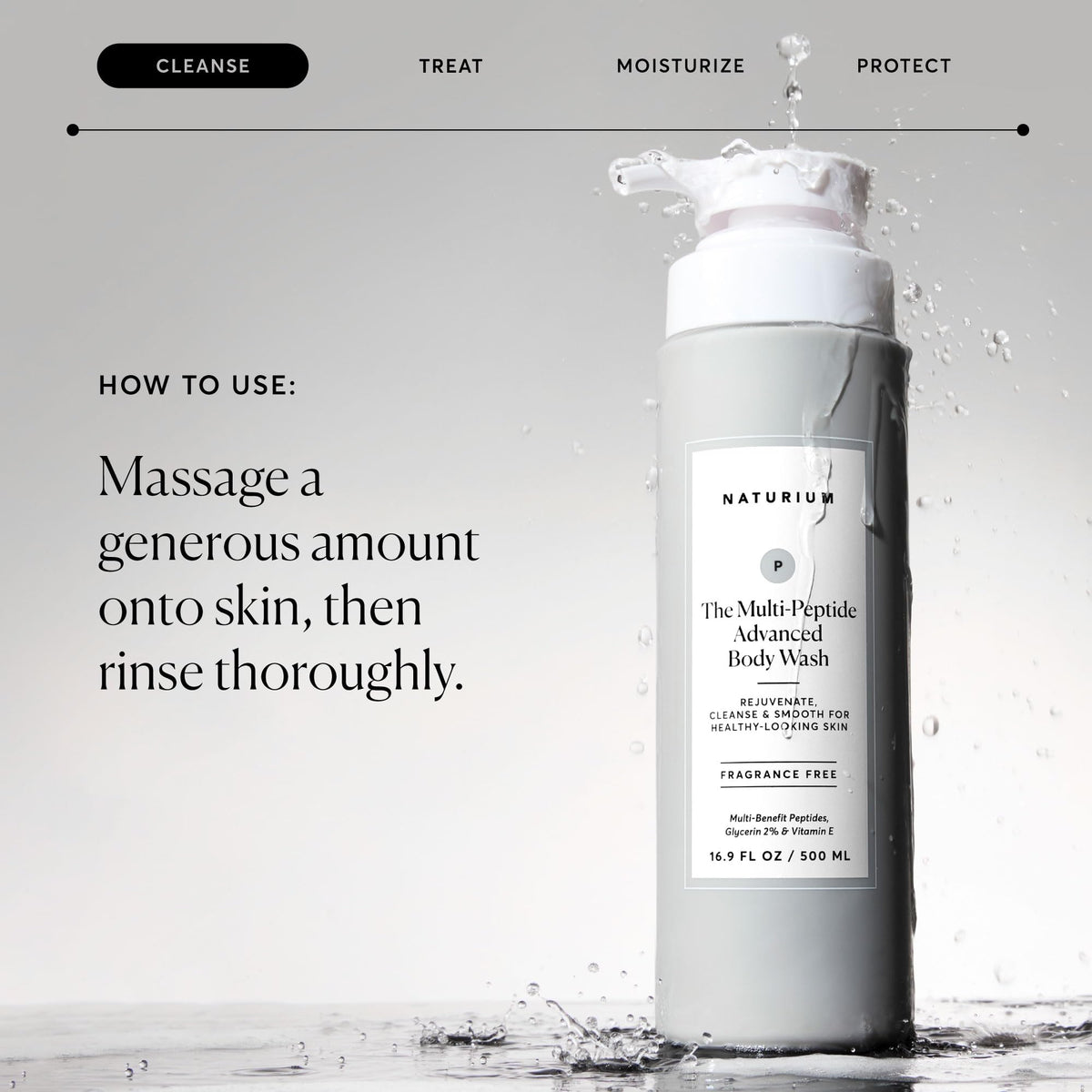 Naturium ingredients label detail showing peptides, rice amino acids benefits