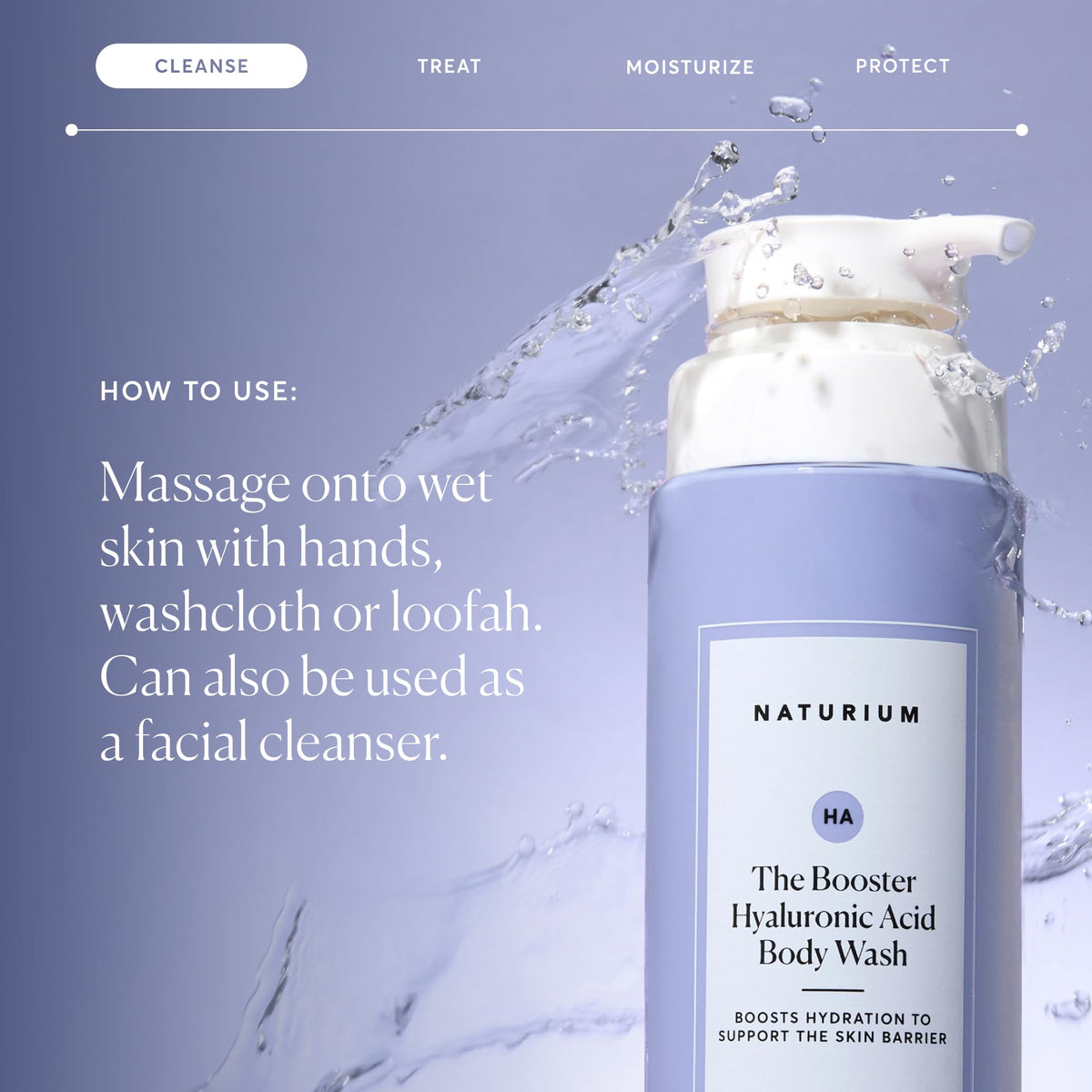 naturium lather on wet skin showing gentle cleansing and hydration