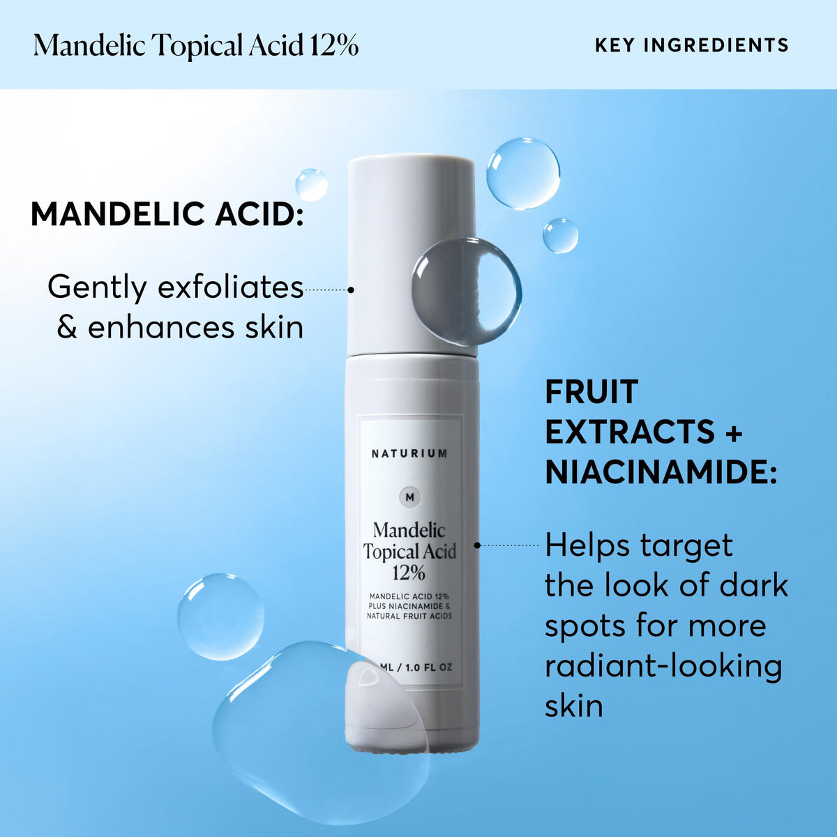 Naturium serum applied to skin demonstrating smoothing texture and easy spread