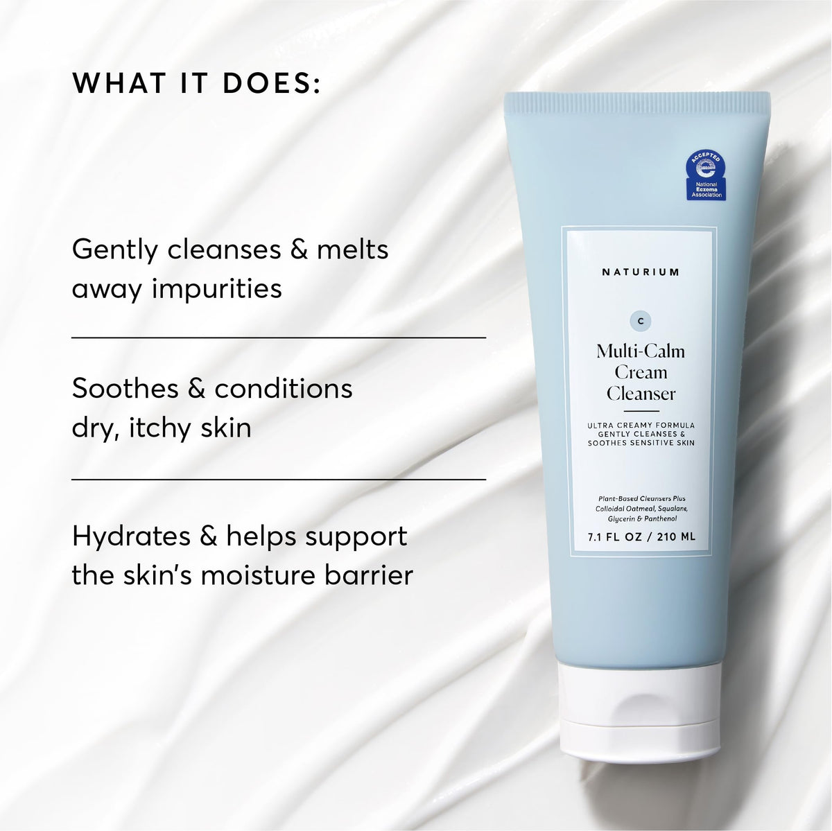 Naturium creamy texture close-up illustrating milky emulsion and moisturization