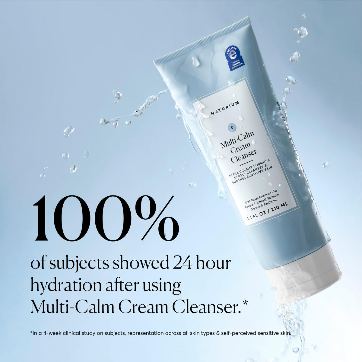 Naturium cleanser on bathroom shelf showing soothing routine and calming effect