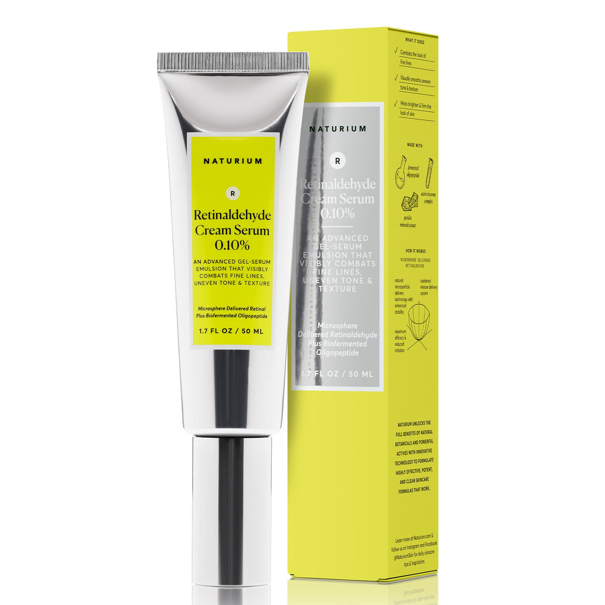 Naturium front packaging showing serum jar and clear product benefits