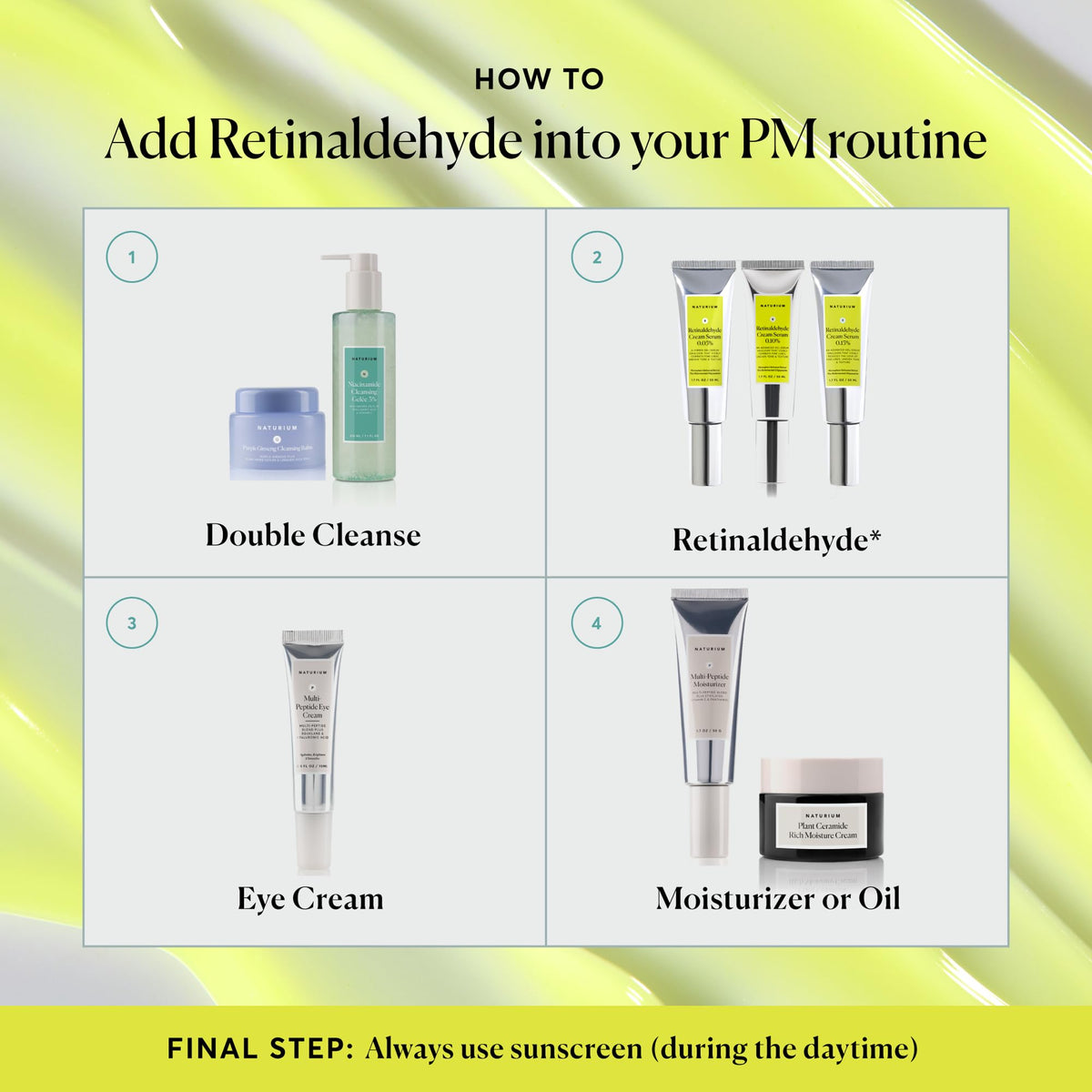 Naturium ingredient panel label focused on retinaldehyde and peptide benefits